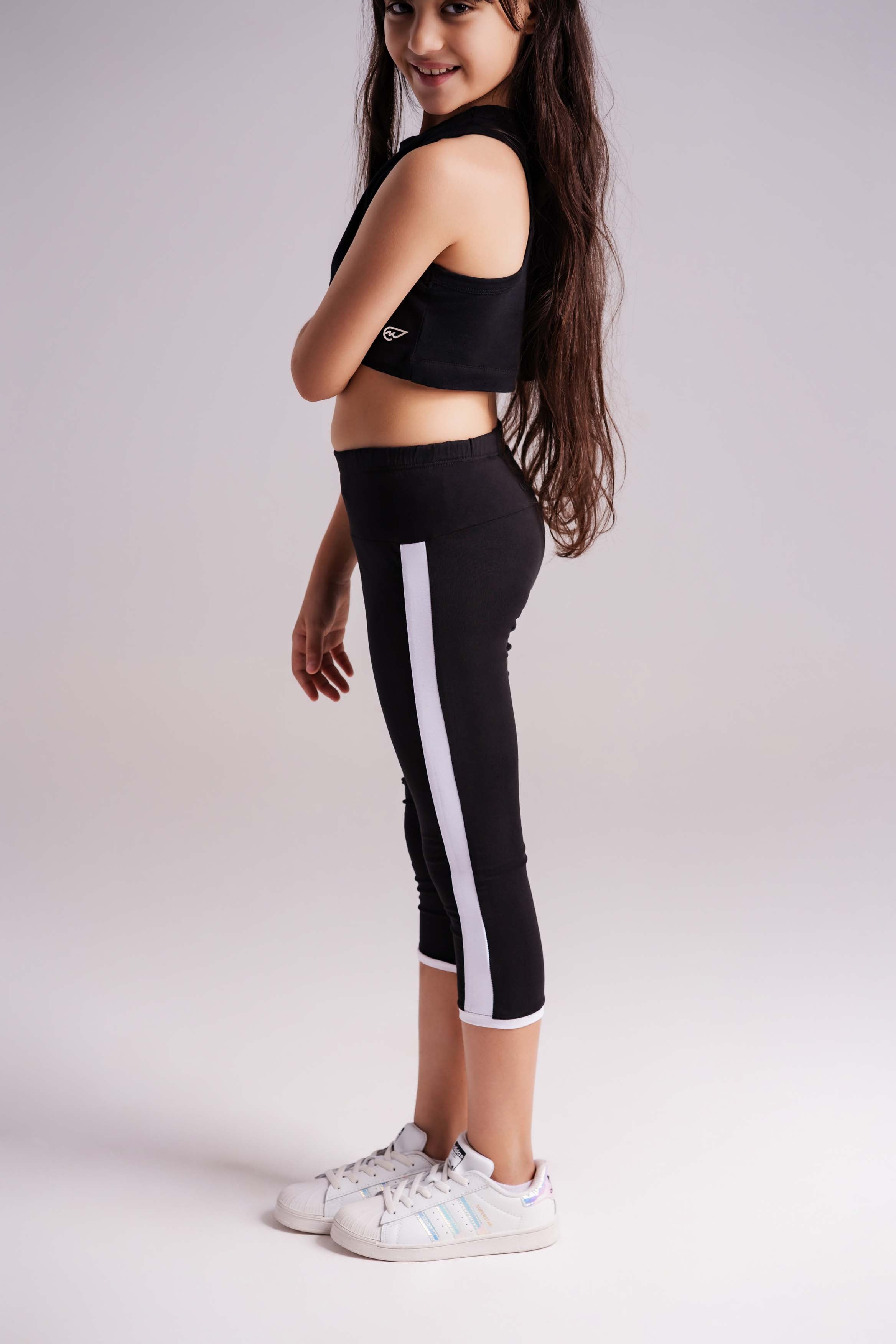 Girls StripeEase Below-Knee Leggings