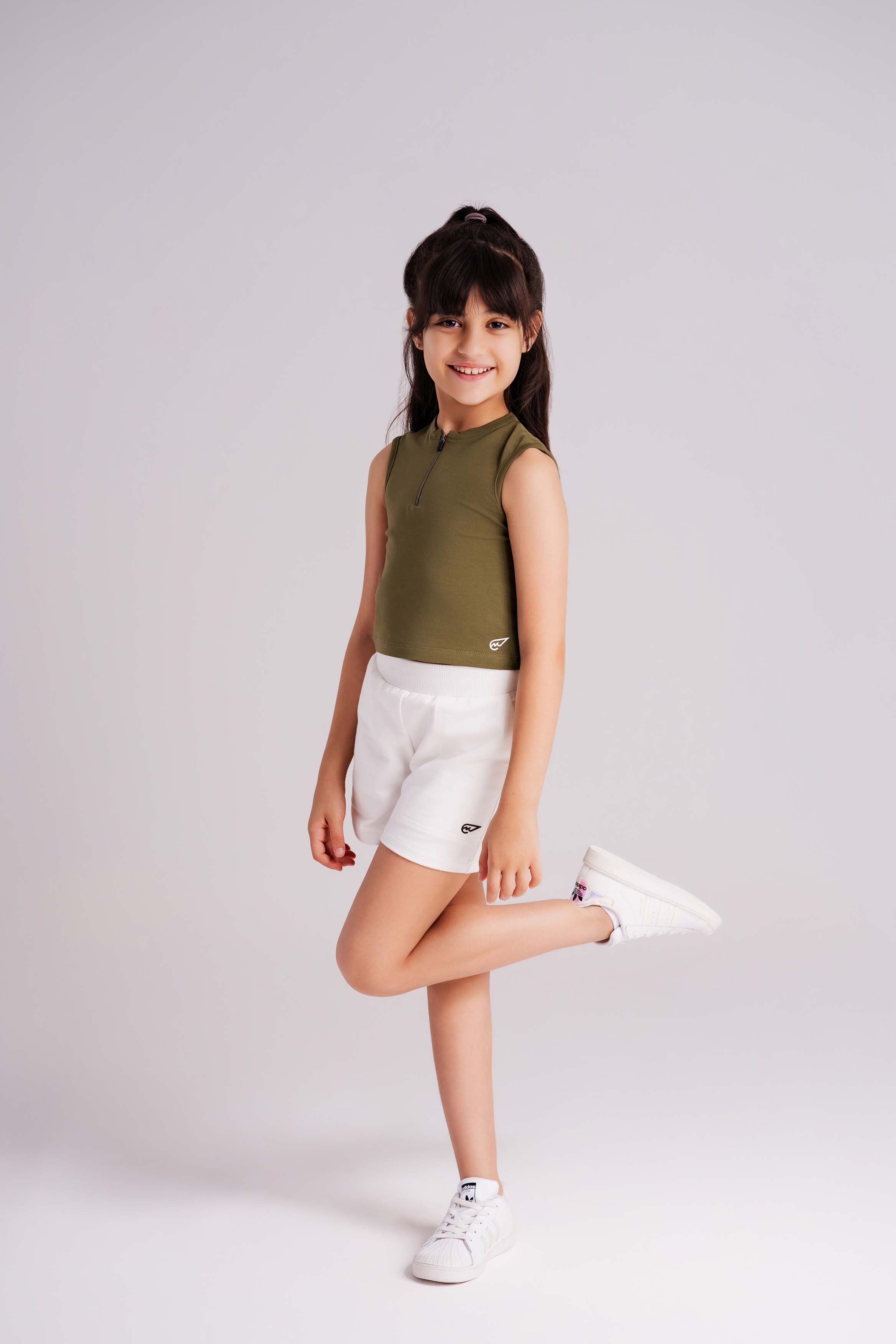 Girls BreezeZip Tank Top In Olive