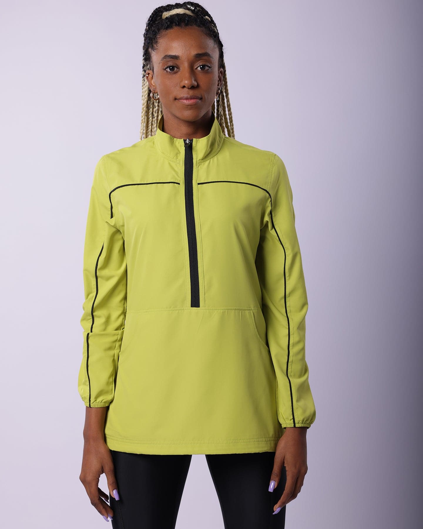 Lime Half Zipper Wind Breaker