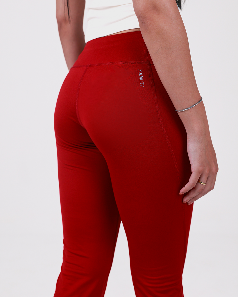 Entyinea Leggings For Women Casual Mid Waist Stretchy Split Yoga Pants Red  XXL