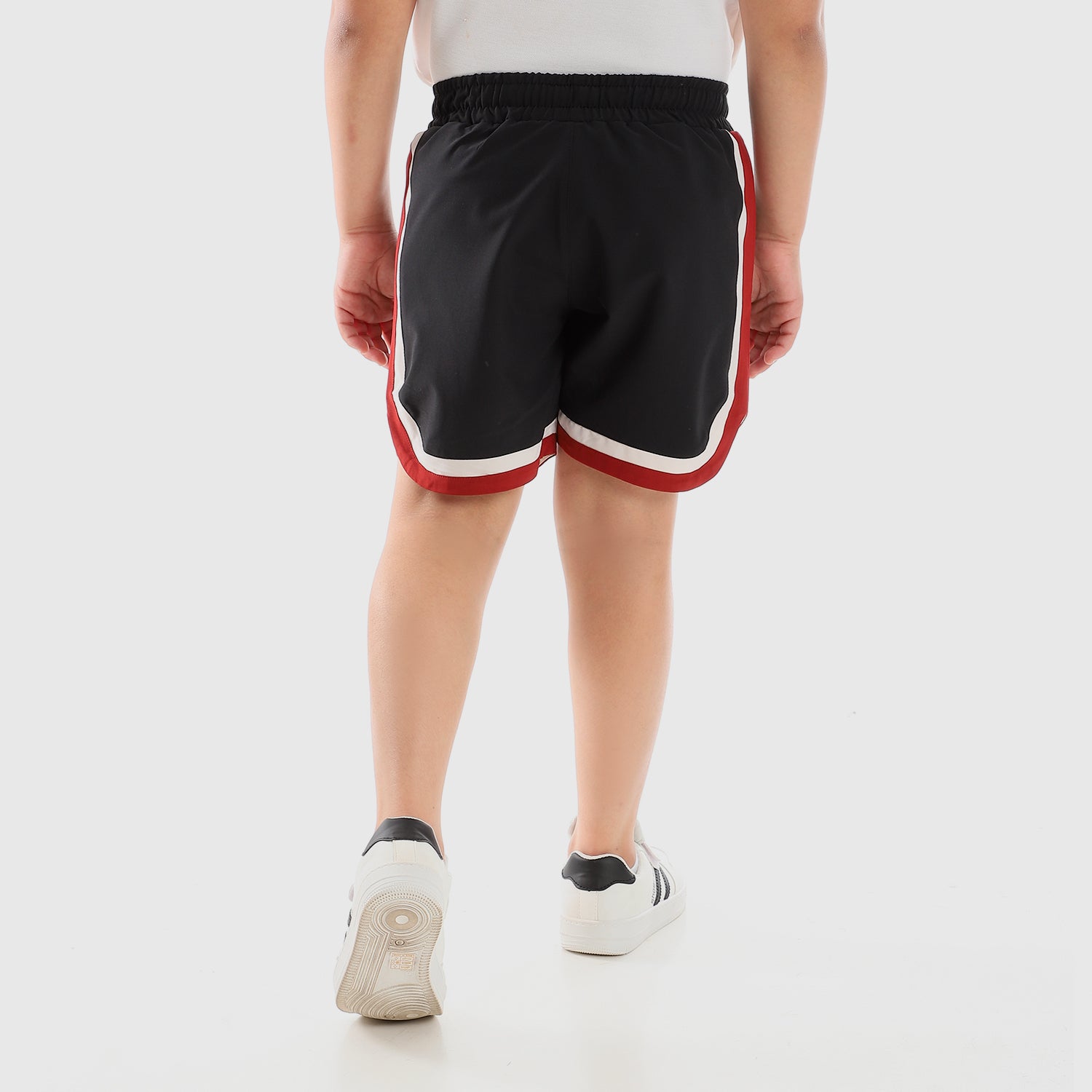 Boys Tri-Tone Comfy Slip On Sportive Shorts - Black, White & Red