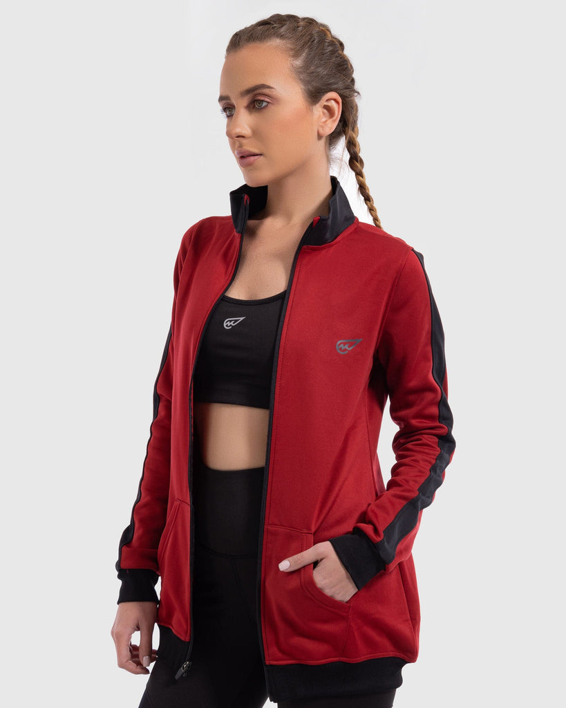 Red Fleece Lined Track Top
